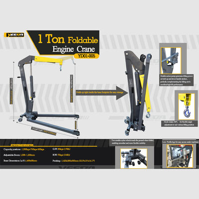 Car Repair Essential: 1-Ton Foldable Crane, Heavy-Duty & Space-Saving